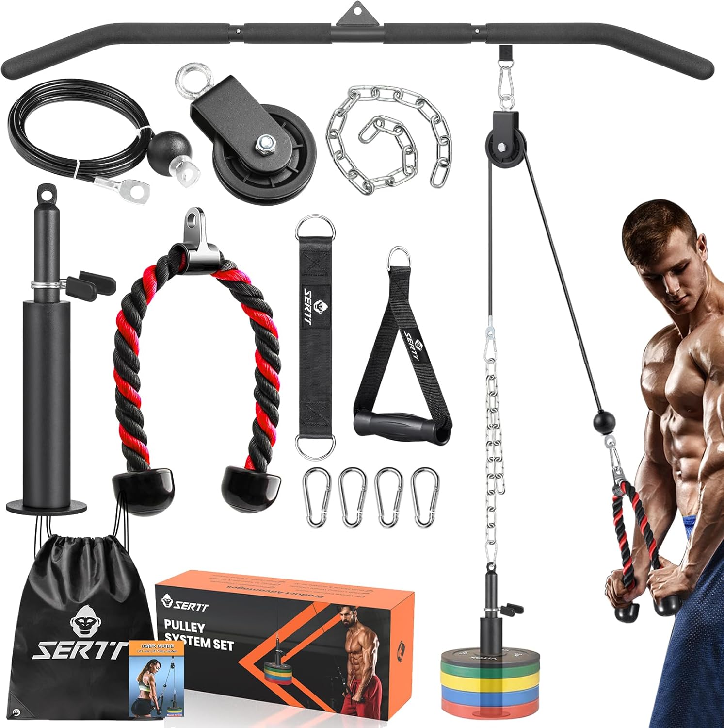 Home Gym Rack With Cables - Cable Pulley System Gym, Power Rack