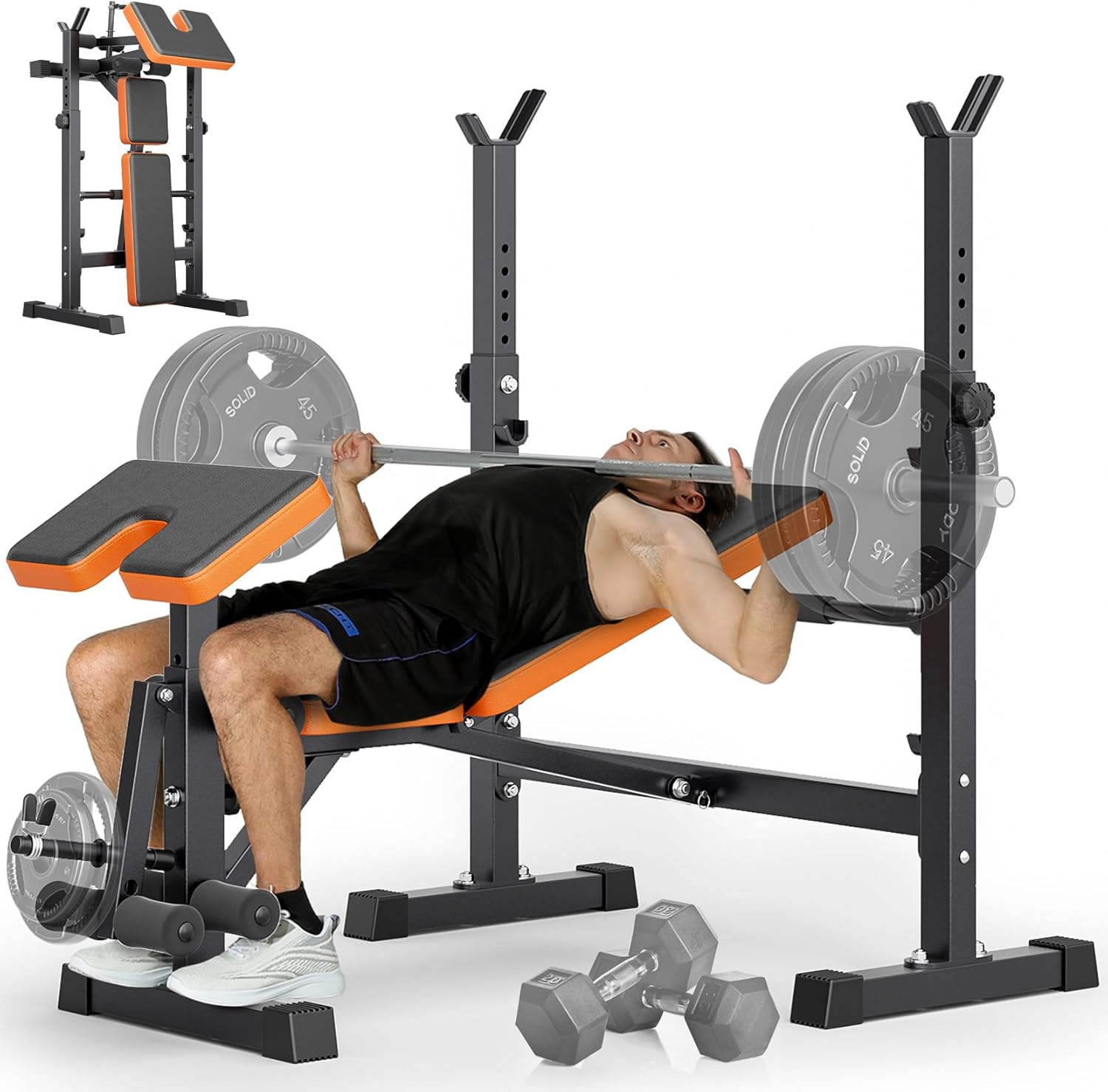 Home Gym Training - 6-in-1 Space Saving Weight Bench Set