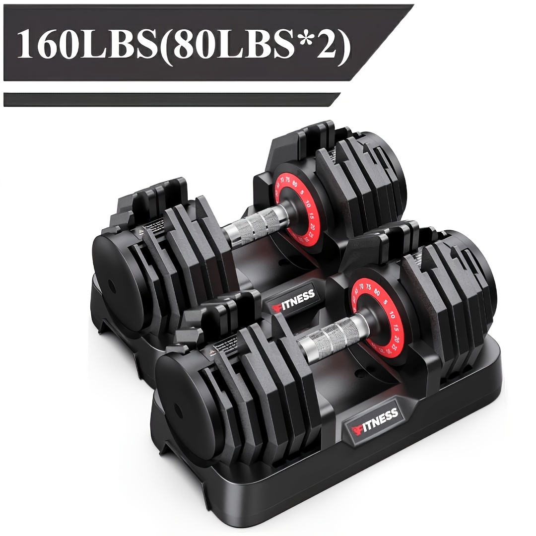Home Gym Second - 80/55LBS Adjustable Dumbbell Set With Base