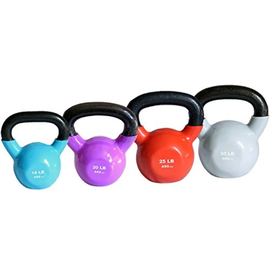 Home Gym Kettlebells - Home gym vinyl kettlebells set: 12/15/18/20/25/30lbs,