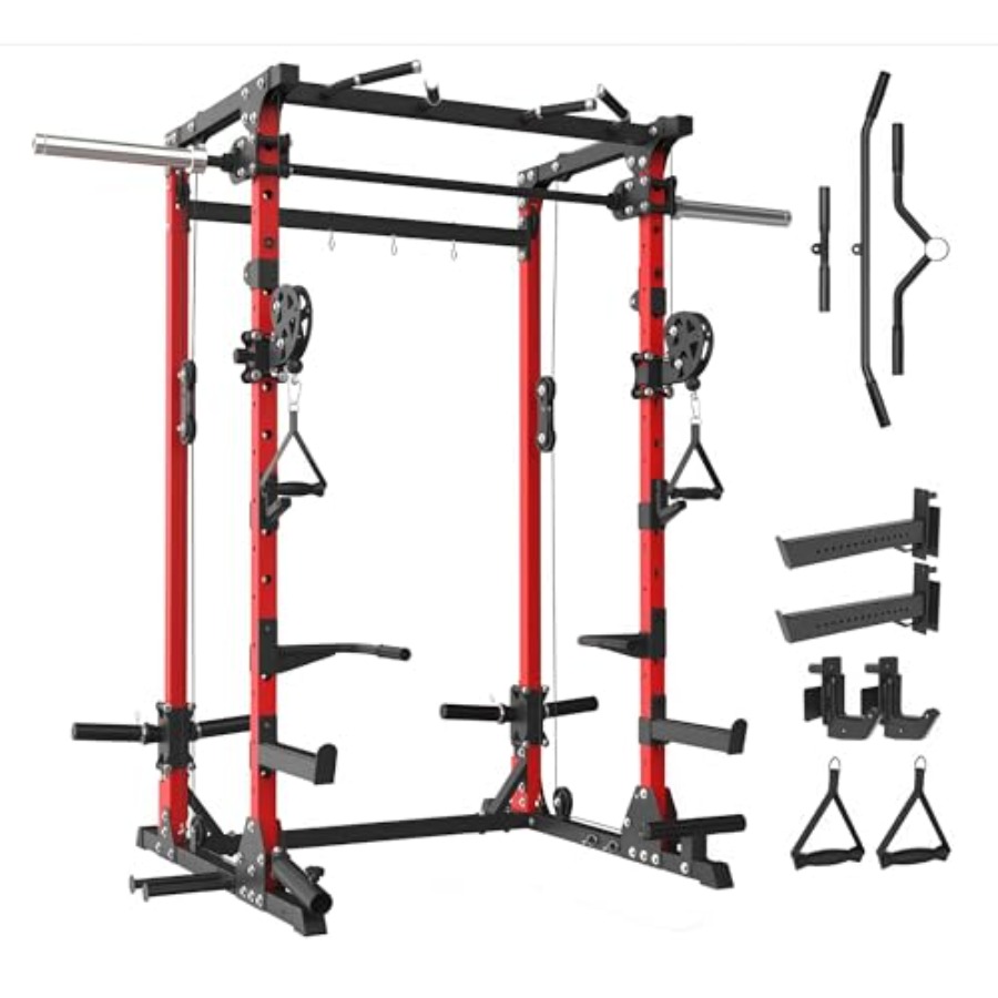 Home Gym Rack With Cables - Home gym squat rack, steel, black,