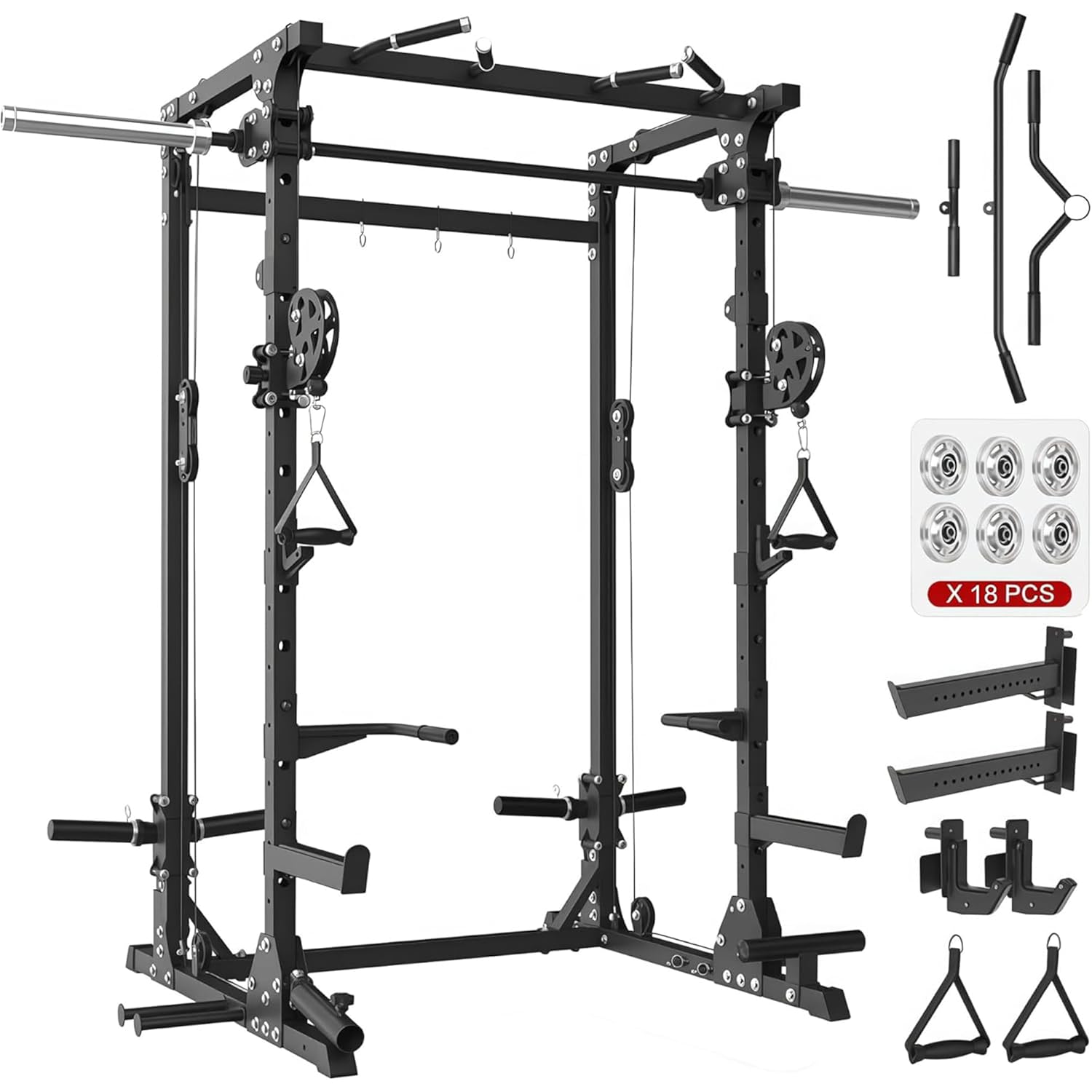 Smith Machine, 5 in 1 Heavy-Du - Home Gym Rack With Cables ulasan dan harga