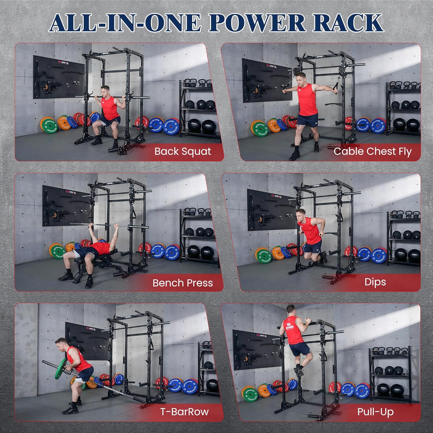 Smith Machine, 5 in 1 Heavy-Du - Home Gym Rack With Cables ulasan dan harga