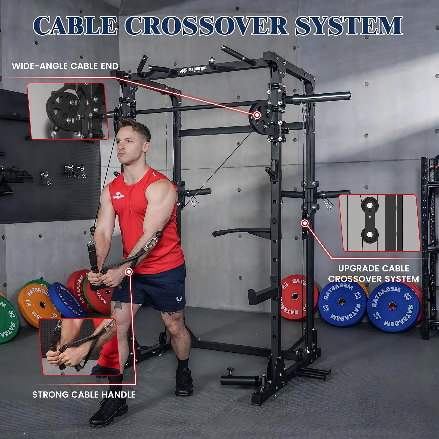 Smith Machine, 5 in 1 Heavy-Du - Home Gym Rack With Cables ulasan dan harga