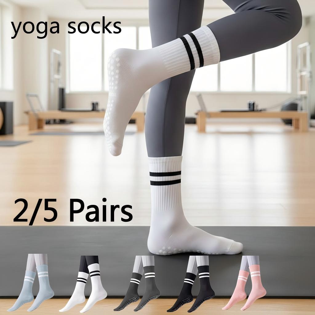 Women Non Slip Yoga Socks, Gri - Home Gym Pilates ulasan dan harga