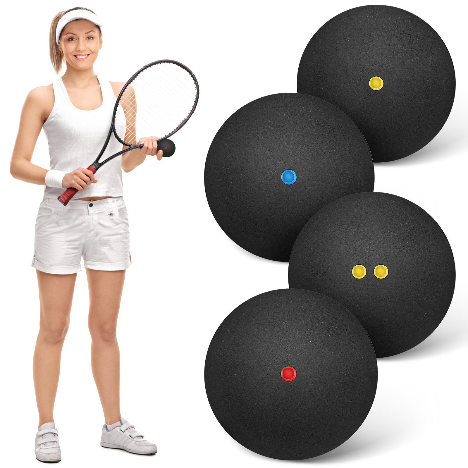 4Pcs Squash Balls Blue Assorte - Home Gym Practice ulasan dan harga