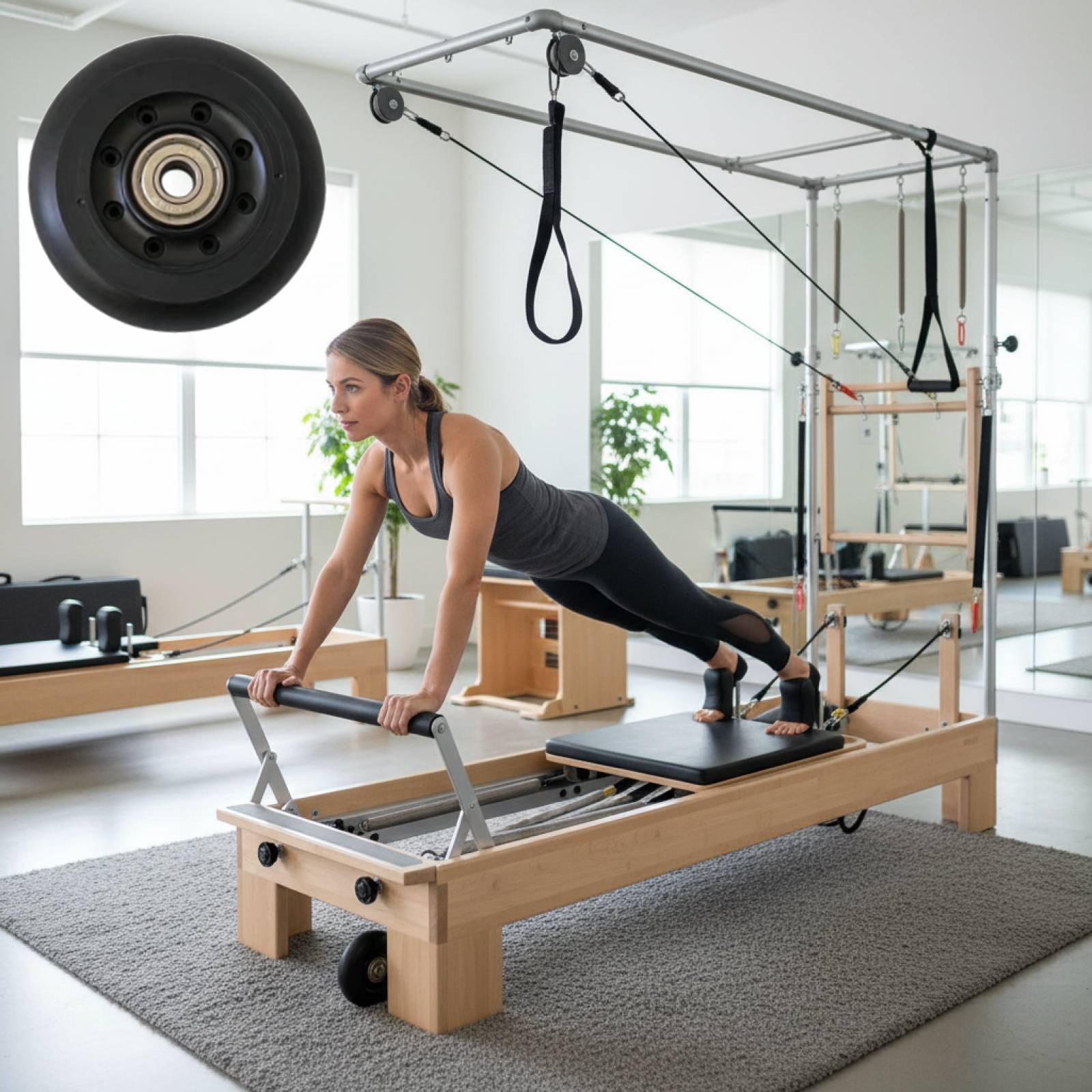 Pilates Reformer Wheel Black W - Home Gym Pilates ulasan dan harga