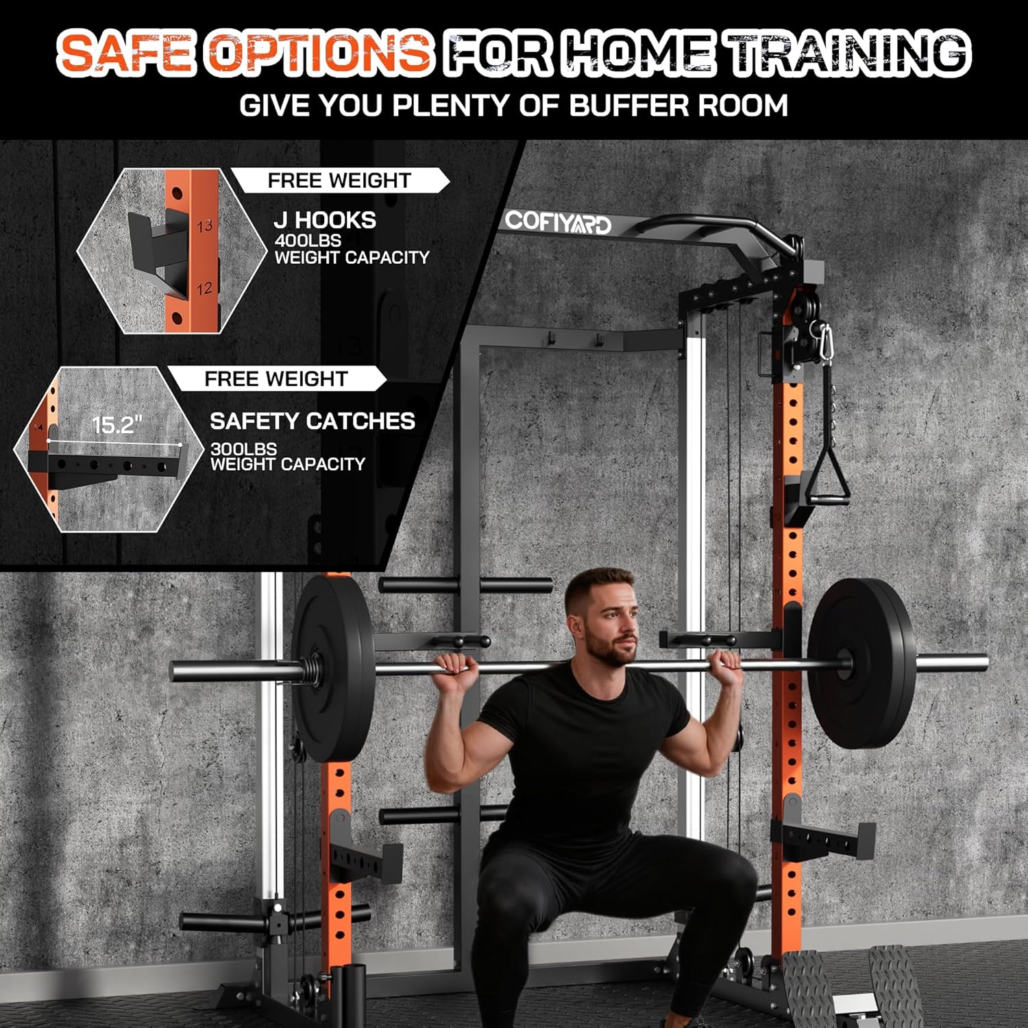 Power Cage, Power Rack with Du - Home Gym Rack With Cables ulasan dan harga