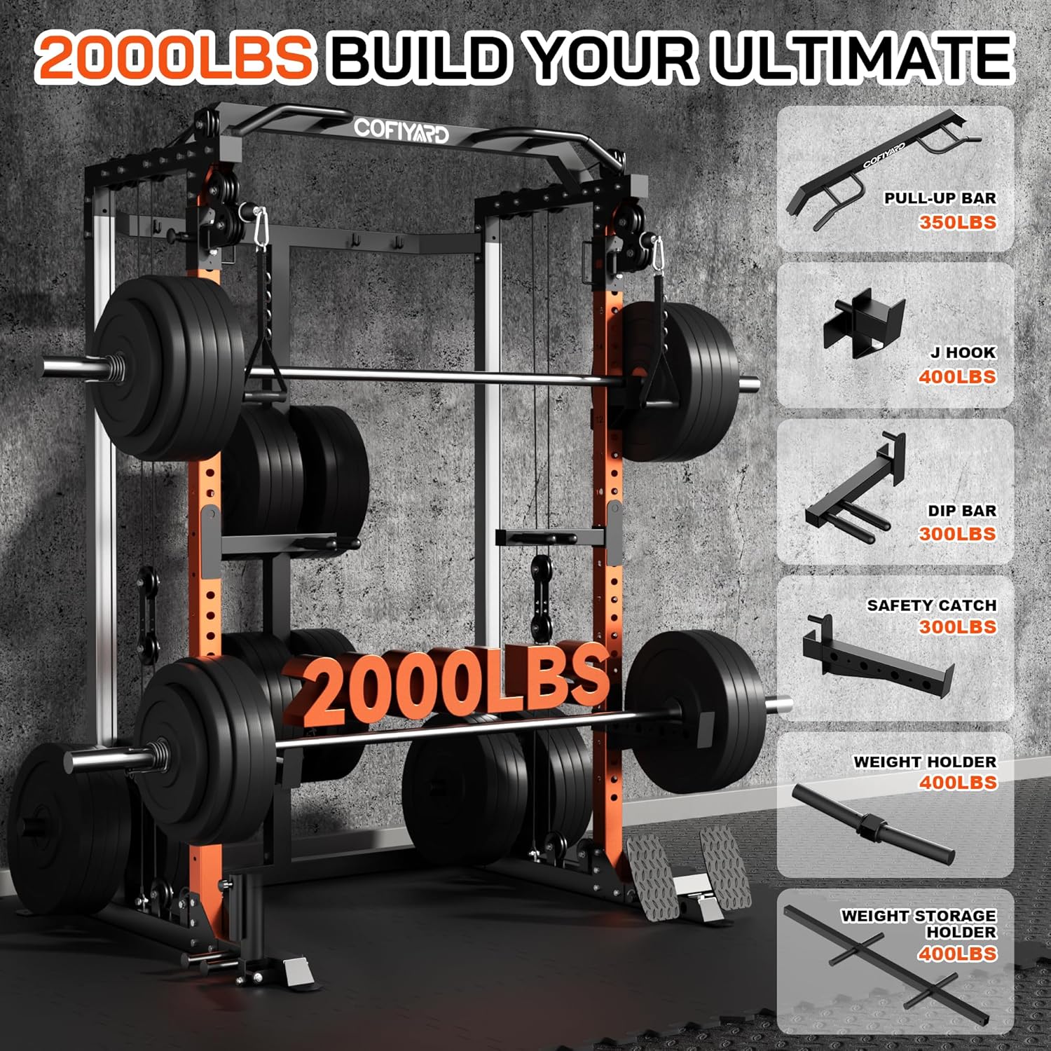 Power Cage, Power Rack with Du - Home Gym Rack With Cables ulasan dan harga