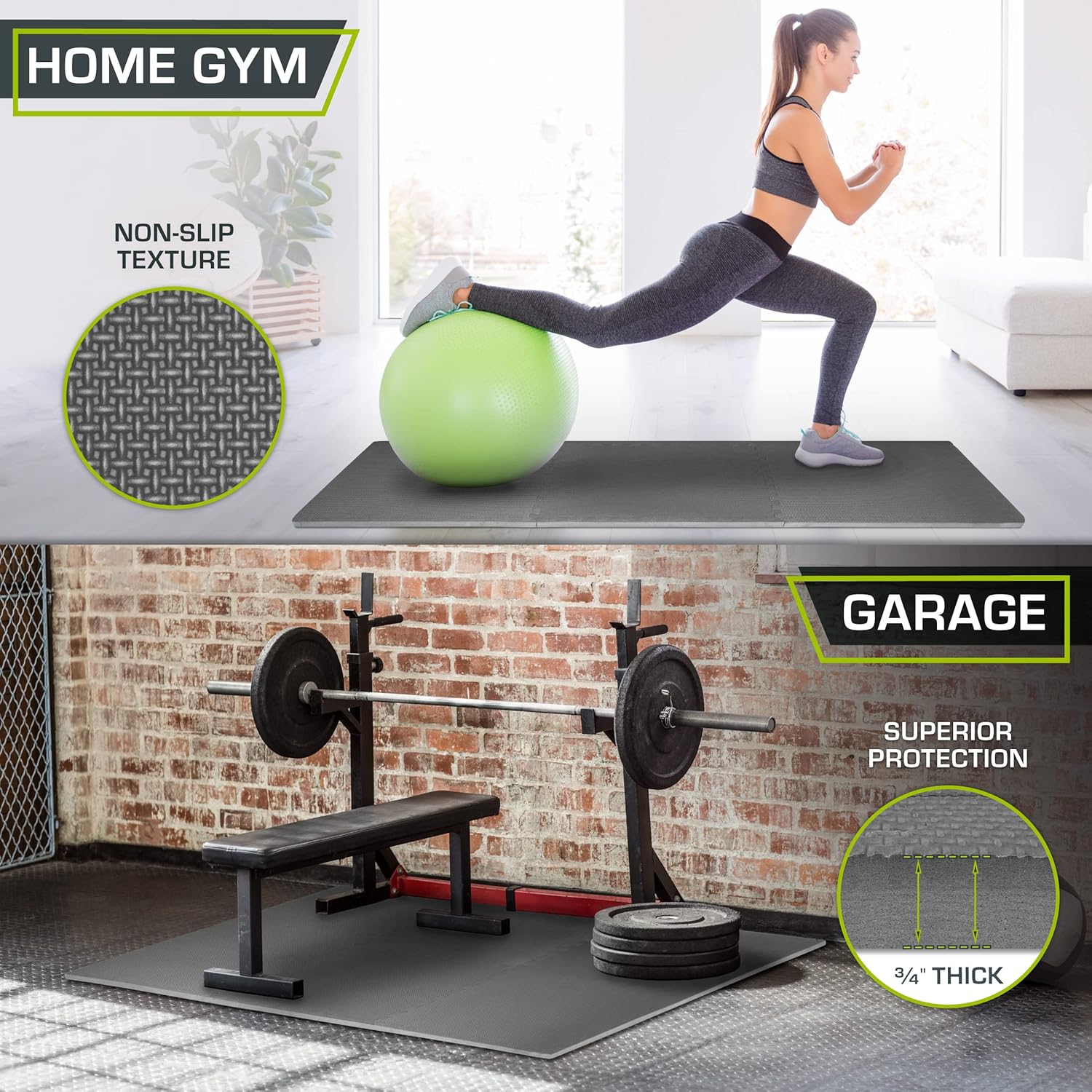 Exercise Puzzle Mat 3/4-inch T - Home Gym Rubber Flooring ulasan dan harga