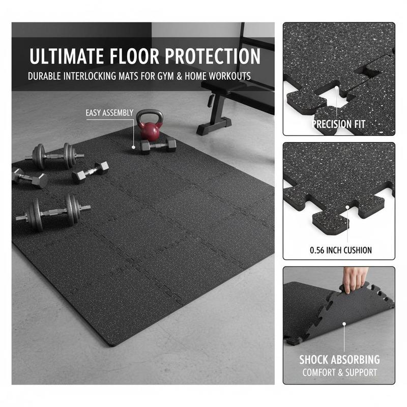 0.56 Inch Thick Gym Floor Mats - Home Gym Rubber Flooring ulasan dan harga