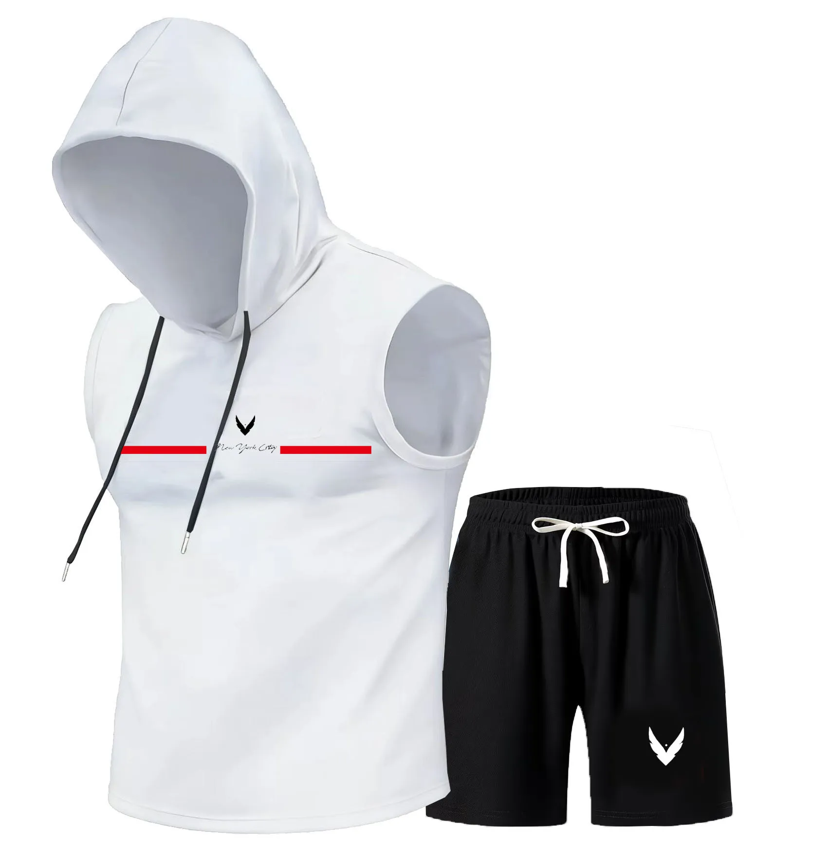 Men's hooded vest set sleevele - Home Gym Training ulasan dan harga