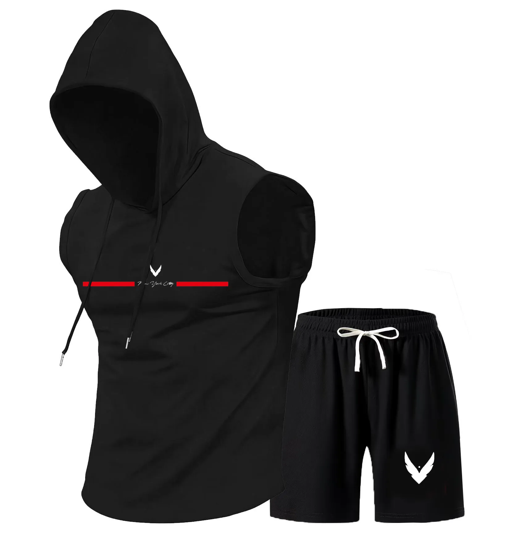 Men's hooded vest set sleevele - Home Gym Training ulasan dan harga
