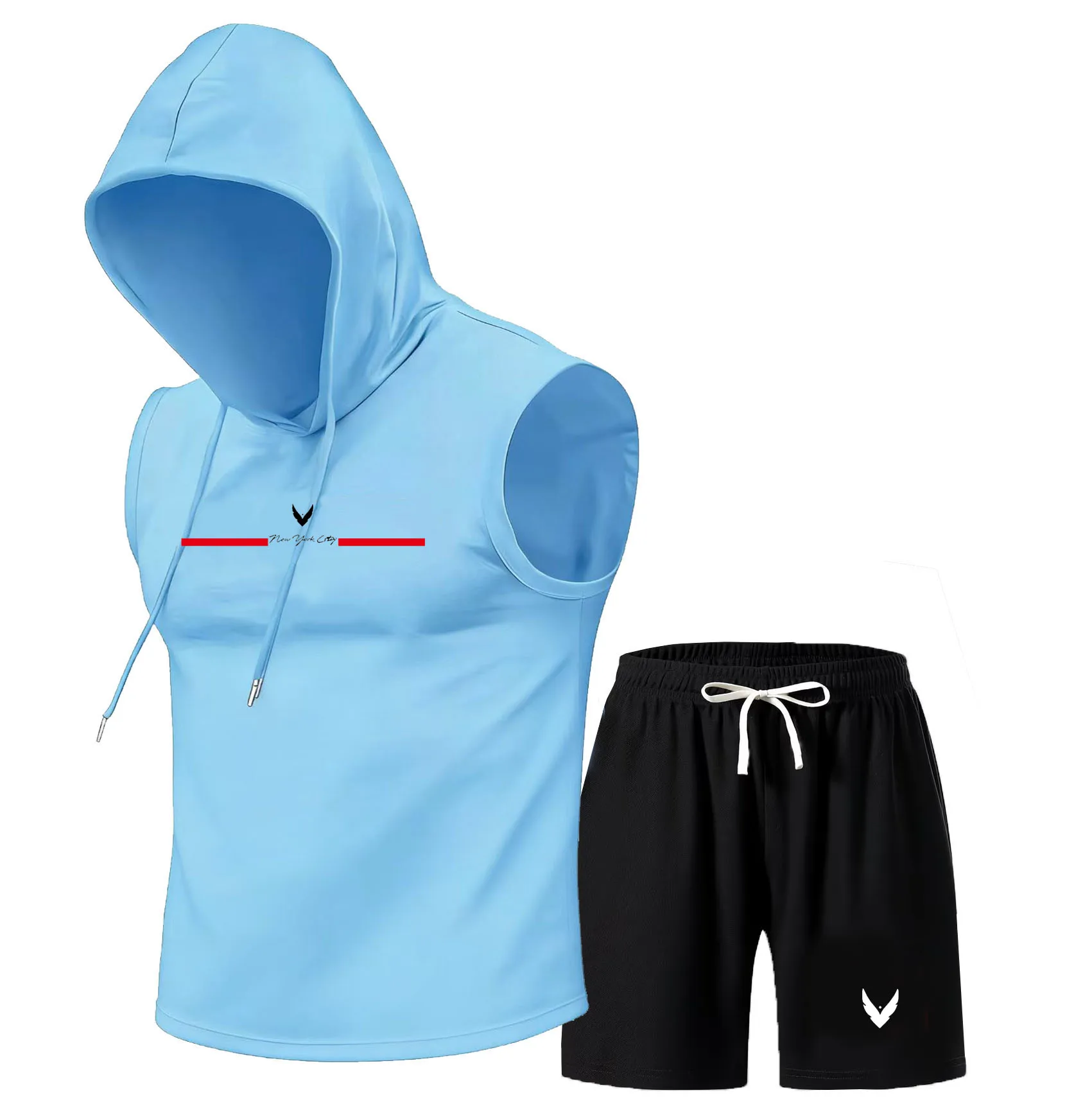 Men's hooded vest set sleevele - Home Gym Training ulasan dan harga